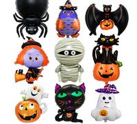 Halloween XXL Aluminium Citrouille Fantôme Chauve-Souris Hibou, Géant Mylar Chat Noir, Hélium Momie Sorcière Araignée pour Carnaval Anniversaire Fête