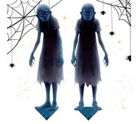 Halloween Yard Signs Stakes Stakes - Décoration de Jardin effrayante fantôme - 2 Accessoires d'horreur d'extérieur avec Histoires de la Terre pour pelouse, terrasse, Carnaval, Prairie