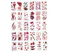 Halloween Zombie Makeovers, tatouages temporaires blessure sanguine, cicatrice de saignement à 30 feuilles, Prank Zombies Prank Supplies pour le maquillage d'Halloween, le maquillage zombie, le cos