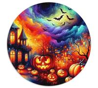 HalloweenPuzzles 1000 Pièces pour Adultes Rond Jack-o'-lanterneJouet Puzzle À Défi Créatif1000pcs (67.5x67.5cm)