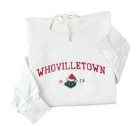 Halloweentown Est 1954 Sweathisr Brodé Femmes Mignon Halloween Esthétique Halloween Town Hoodie Automne Col Ras du Cou Hocus Pocus The Grinch Pull Beige