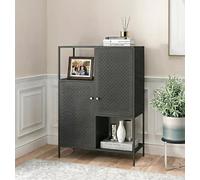 Hallowood Furniture Bewdley Vitrine élégante avec 2 étagères Noir | Petite bibliothèque moderne en métal noir avec 2 compartiments à une porte pour couloir, salon et bureau