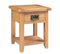Hallowood Furniture Monchique Petite console en chêne avec 1 tiroir et étagère - Table d'appoint en bois massif pour salon et couloir - Table de chevet s'adapte dans les petits espaces - Support de téléphone et de lampe - Plante