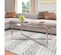 Hallowood Grande table basse rectangulaire avec plateau en verre, design moderne, table d'appoint pour salon et bureau