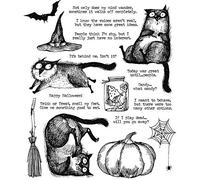 Hallowwen Tampon en caoutchouc transparent pour fabrication de cartes Motif chats chauve-souris chapeaux citrouille Toile d'araignée Happy Halloween Mots Phrase Tampon en caoutchouc transparent pour