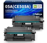 Halloya 05A 05X CE505A CE505X CE505D CE505AD CE505XD Cartouche de Toner Compatible pour Laserjet P2035 P2055DN P2035N P2055 P2055D P2055X P2030 P2050 (Noir, 2er Pack)