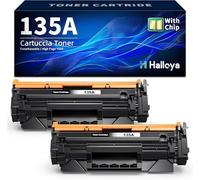 Halloya 135A Noir avec Puce Cartouche de Toner Compatible pour HP 135A W1350A 135X W1350X Compatible pour HP LaserJet M207dw M209 M209dw MFP M234 M234dw M234sdn M234dw M235sdw (2-Pack )