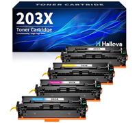 Halloya 203X Cartouches de Toner Compatible pour HP 203X CF540X 203A Toner pour Laserjet Pro MFP M281fdw M281fdn M280nw M254dw M254nw CF540A CF541A CF542A CF543A (Noir Cyan Jaune Magenta, Pack de 4)