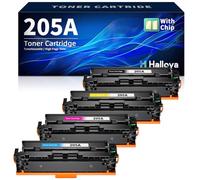 Halloya 205A CF530A Cartouche de Toner Compatible pour HP CF530A CF531A CF532A CF533A pour HP Color Laserjet Pro MFP M180n M180nw M180fw M181n M181fw M154a M154nw (Noir Cyan Magenta Jaune, 4-Pack)