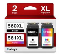 Halloya 560 561 XL Remplacement Cartouche pour Canon PG-560XL CL-561XL pour Encre 560XL 561 XL pour Canon Pixma TS5350 TS7450a TS5350a TS5300 TS5350i TS5351 TS7450 TS5351a (1 Noir 1 Couleur)
