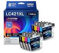 Halloya LC421XL LC421 Compatible pour Brother LC421XL LC-421VAL Cartouche pour Brother DCP-J1050DW MFC-J1010DW DCP-J1140DW DCP-J1800DW MFC J1010DW DCP J1050DW (2 Noir, 2 Cyan, 2 Magenta, 2 Jaune)