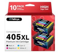 Halloya Lot de 10 cartouches d'encre 405XL compatibles avec Epson 405 XL pour Workforce Pro WF-3820 WF-3825 WF-4820 WF-4825 WF-4830 WF-7830 WF-7835 WF-7840