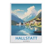 Hallstatt Poster de Voyage Vintage Autriche，Puzzle Jigsaw 1000 Pièces, Puzzle en Papier Adulte Jouets Anime Puzzles Difficiles, Puzzle Intéressant Jouets（50x70cm）-B63