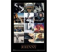 Hallyday, Johnny - Poster - Couvertures + cadres interchangeables, Shinsuke® Maxi MDF noir, vitre acrylique