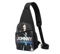Hallyday Rock Singer Johnny - Sac à Main Léger Vintage Rock Français - Petit Sac en Nylon Résistant - Porté Épaule ou Poitrine - Idéal pour Voyage, Concert, Quotidien