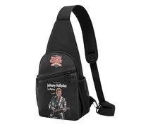 Hallyday Rock Singer Johnny - Sac à Main Léger Vintage Rock Français - Petit Sac en Nylon Résistant - Porté Épaule ou Poitrine - Idéal pour Voyage, Concert, Quotidien
