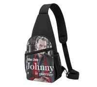 Hallyday Rock Singer Johnny Sac Poitrine Bandoulière Décontracté - Sac à Bandoulière Homme Femme, Sac Crossbody Léger pour Voyage et Quotidien, Accessoires Musique, Cadeau