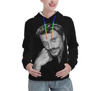 Hallyday Rock Singer Johnny Sweat à Capuche Femme - Hoodie Rock Vintage Doux et Confortable - Pull Décontracté à Manches Longues pour Fan de Musique - Cadeau pour Admiratrice de la Légende Small