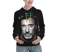 Hallyday Rock Singer Johnny Sweat à Capuche Femme - Hoodie Rock Vintage Doux et Confortable - Pull Décontracté à Manches Longues pour Fan de Musique - Cadeau pour Admiratrice de la Légende Medium