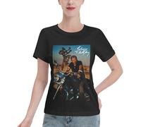 Hallyday Rock Singer Johnny T-Shirt Femme Manches Courtes - Haut Rock Classique 100% Coton - Tee-Shirt Décontracté pour Fan de Musique - Cadeau Vintage pour Admiratrice du Rockeur Français Large