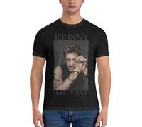 Hallyday Rock Singer Johnny T-Shirt Homme Manches Courtes en Coton - Tee Shirt Rock Musique pour Fans - Top Casual Confortable, T-Shirt Graphique Concert, Cadeau Fan Collection Large