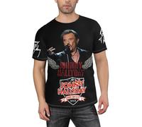 Hallyday Rock Singer Johnny T-Shirt Homme Rock - Tee-Shirt Col Rond à Manches Courtes en - Haut Décontracté Vintage pour Fan de Musique Française - Cadeau pour Admirateur du Rockeur Légendaire 3XL