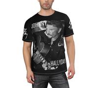 Hallyday Rock Singer Johnny T-Shirt Homme Rock - Tee-Shirt Col Rond à Manches Courtes en - Haut Décontracté Vintage pour Fan de Musique Française - Cadeau pour Admirateur du Rockeur Légendaire M