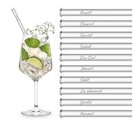 HALM pailles en verre 20 pièces gravées : Santé Cheers Cin-Cin Expressions de boisson - Pailles 20cm - Santé en différentes langues - Solide - Résistant au lave-vaisselle - Fabriqué en Allemagne