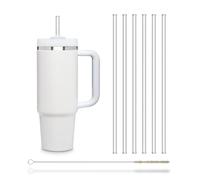 HALM Pailles en verre - 6 pièces droites 27 cm de long parfaites pour Kukki Cocktail & bouteilles de 0,33 L + brosse de nettoyage sans plastique - Passe au lave-vaisselle - Durable -