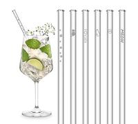 HALM pailles en verre 6 pièces gravées : motifs de chats et chatons mignons - pailles 20cm - idée cadeau pour amateurs de félins - robuste - résistant au lave-vaisselle - Fabriqué en Allemagne