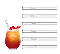 HALM pailles en verre 6x 15 cm court Édition Internationale Trinquer Pailles en cristal „Santé“ en 6 langues différentes