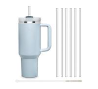 HALM pailles en verre 6x 30 cm de long pour Stanley Cup Quencher Tumbler & bouteilles jusqu'à 1,2 litre + brosse de nettoyage lavable au lave-vaisselle - Pailles réutilisables - pour gourdes