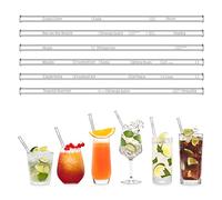HALM pailles en verre 6x gravées avec recettes de cocktails Pailles en cristal avec mesures pour un mélange parfait Cuba Libre, Sexe sur la plage, Hugo, Mojito, Caipirinha, Tequila Sunrise Tuyaux