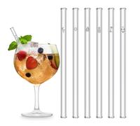 HÅLM Pailles en Verre - Édition d'Été avec Gravure - 6 Pièces Droites 15 cm - Estivales - Paille Réutilisables en Verre - Incl. Brosse de Nettoyage sans Plastique