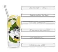 HALM Pailles en verre Édition gin Citations 6x20cm Anglais sur le gin Tube à boire Cadeau