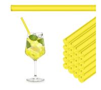 HALM Pailles en verre néon jaune réutilisables - 50 pièces droites 20 cm pour restauration, bistrot, café, hôtel - Lavables au lave-vaisselle - Tubes à boire en verre