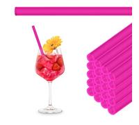 HALM Pailles en verre néon rose réutilisables - 50 pièces droites 20 cm pour gastronomie, restaurant, bar, café, hôtel - Résistantes au lave-vaisselle - Tubes à boire en verre
