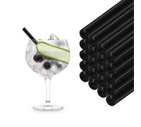 HALM Pailles en verre noires courtes réutilisables - 50 unités droites 15 cm pour gastronomie, restaurant, bar, café, hôtel - Résistant au lave-vaisselle - Pailles en verre