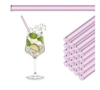 HALM Rosa Pailles en Verre Réutilisables - 50 Pièces Droites 20 cm pour Gastronomie, Restaurant, Bar, Café, Hôtel - Compatible Lave-Vaisselle - Pailles en Verre