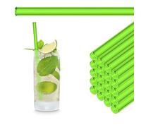 HALM Verre Néon Vert Pailles Réutilisables - 50 unités droites 20 cm pour Hôtellerie, Restauration, Bar, Café, Hôtel - Résistant au lave-vaisselle - Tubes en verre