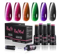 Halmai Lot de 6 vernis à ongles gel 24D œil de chat - Kit de vernis à ongles magnétique amélioré avec aimant - Pour salon de manucure et nail art à la maison - Règne lumineux