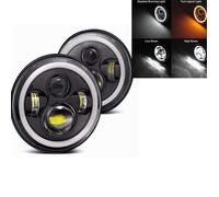 Halo 40w Noir - Phare Led Drl Pour Nissan Patrol Y60 Hummer H1 & H2 Lada 4x4, 7 Pouces, Pour Jeep Wrangler