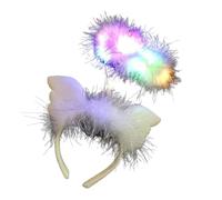 Halo Angel,Casque Angel Halo,Costume d'ange avec bandeau en plumes LED moelleux | Ailes d'ange lumineuses exquises, parfaites pour les jeux de rôle d'Halloween et les fêtes masquées.