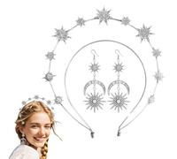 Halo Crown Headband, Rhinestone Wedding Costume With Earrings, Handmade Goddess Headpiece, Elegant Bridal Hair Band, Festival & Photoshoot Accessory For Weddings & Special Events