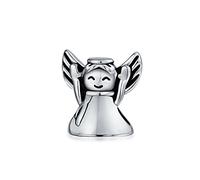 Halo D'Ange Fée Gardienne Heureuse & Perle De Charme Étoile De Souhait Pour Femmes Pour Adolescente Argent Sterling .925 Oxydé Convient Au Bracelet Européen
