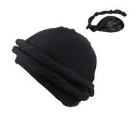 Halo Turban Durag pour homme, en modal et satin, chapeau chimio contre le cancer, bonnet de perte de cheveux, doux et confortable, Noir , Taille unique