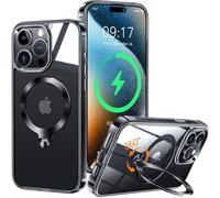 HaloArt 360° Rolatif Support Magnétique Coque pour iPhone 14 Pro [CD Anneau Support Stable pour Mag-Safe] [N°1 Puissance Magnétique & Antichoc Protection Militaire] Coque Durable Transparante, Noir