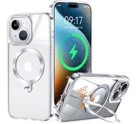 HaloArt 360° Rolatif Support Magnétique Coque pour iPhone 15 [CD Anneau Support Stable pour Mag-Safe] [N°1 Puissance Magnétique & Antichoc Protection Militaire] Coque Fine Durable, Transparent