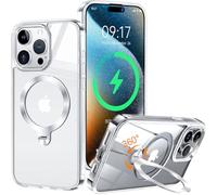 HaloArt 360° Rolatif Support Magnétique Coque pour iPhone 15 Pro Max [CD Anneau Support Stable pour Mag-Safe] [N°1 Puissance Magnétique & Antichoc Protection Militaire] Coque Fine Durable, Transparent