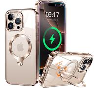 HaloArt 360° Rolatif Support Magnétique Coque pour iPhone 16 Pro Max [CD Anneau Support Stable pour Mag-Safe] [N°1 Puissance Magnétique & Antichoc Protection Militaire] Coque Fine Durable,Titane Sable